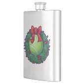 Tennis Ball Weihnachtskranz auf Grün Flachmann (Links)