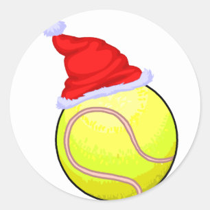 Tennis-Ball (Weihnachtsmannmütze) Runder Aufkleber