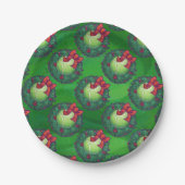 Tennis Ball Weihnachtsmuster auf Grün Pappteller (Vorderseite)