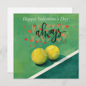 Tennis ball with LOVE on blue court Feiertagskarte (Vorne/Hinten)