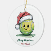  Tennis Ball with Santa Hat Custom Christmas       Keramik Ornament (Links)