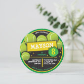 TENNIS BALLS GREEN Geburtstagsparty Einladung (Stehend Vorderseite)