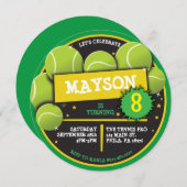 TENNIS BALLS GREEN Geburtstagsparty Einladung (Vorne/Hinten)