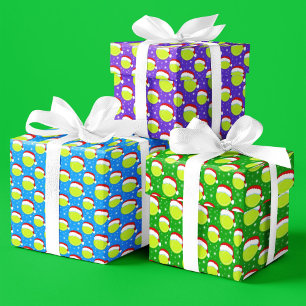 Tennis Balls Hut & Schneeflocken von Santa Colorfu Geschenkpapier Set