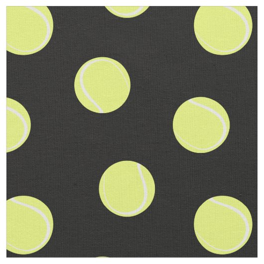 Tennis Balls Pattern auf schwarz Stoff (Nahaufnahme)