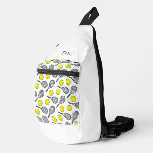 Tennis Balls Racquets Pattern INITIALS Sport Spaß Crossbody Bag