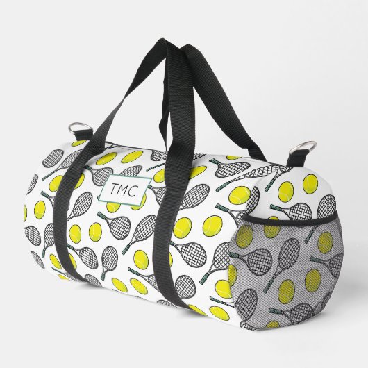 Tennis Balls Racquets Pattern INITIALS Sport Spaß Duffle Bag (Rechte Ecke)
