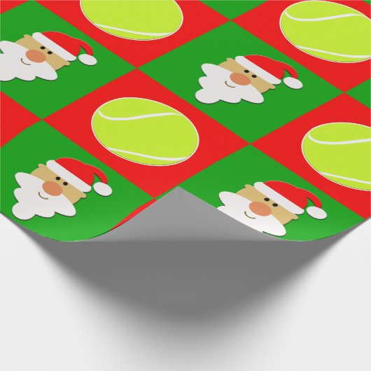 Tennis Balls & Santa Tennis Spieler Weihnachten Geschenkpapier (Ecke)