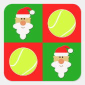 Tennis Balls & Santa Tennis Spieler Weihnachtsraba Quadratischer Aufkleber (Vorderseite)