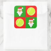 Tennis Balls & Santa Tennis Spieler Weihnachtsraba Quadratischer Aufkleber (Tasche)