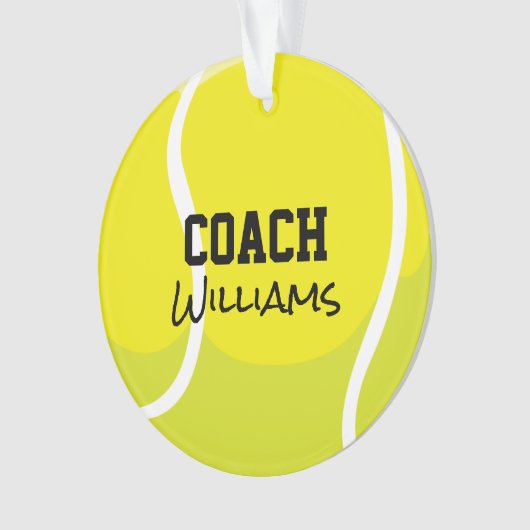 Tennis Balls TrainerNAME Team Jahr Gelbe Sport Ornament (Vorderseite)