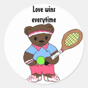 Tennis Bär - Liebe siegt jedes Mal Runder Aufkleber