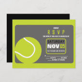 TENNIS Bar Mitzvah Einladung Antwortkarte (Vorne/Hinten)