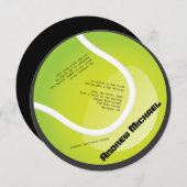 TENNIS Bar-Schläger Mitzvah runde Einladung (Vorne/Hinten)