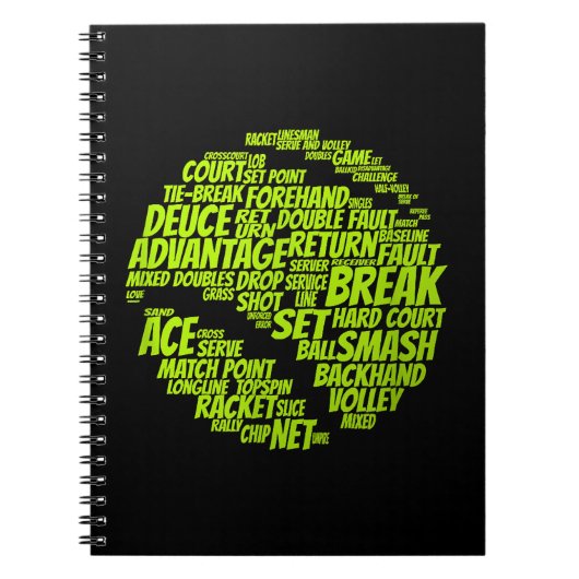 Tennis-Bedingungen Tennisspieler Tennisball spiele Notizblock (Vorderseite)