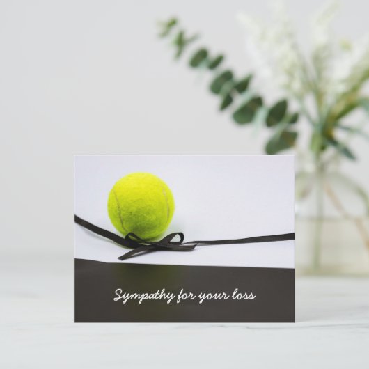 Tennis Beileid Beileidsball schwarzes Band Postkarte (Stehend Vorderseite)