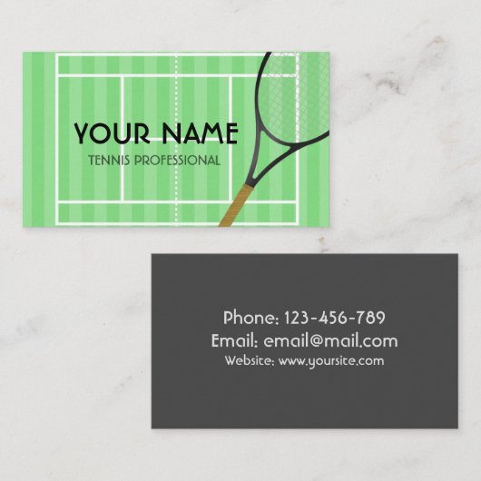 Tennis Beruflich Coach Grass Court Sportliche Spaß Visitenkarte (Vorne/Hinten)