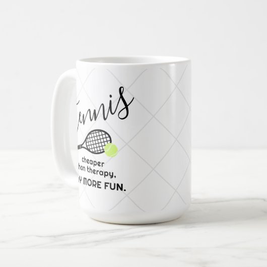 Tennis billiger als Therapeutik Sonnensport Kaffeetasse (Vorderseite Links)