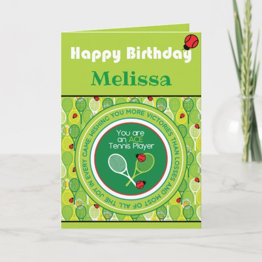 Tennis Birthday Card, individuell anpassbare Karte (Vorderseite)