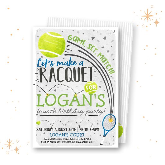 Tennis Birthday Einladung