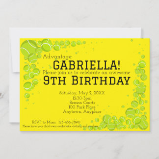 Tennis Birthday Party Einladung