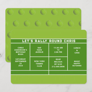 Tennis Birthday Party Einladung