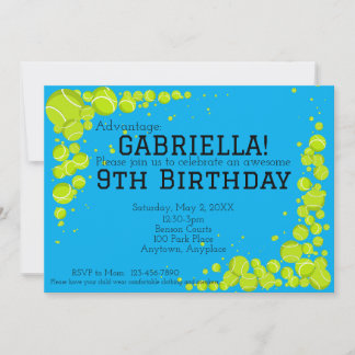 Tennis Birthday Party Einladung