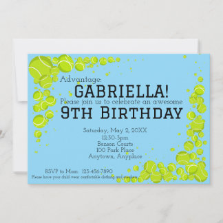 Tennis Birthday Party Einladung