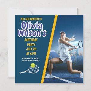Tennis Birthday Party, Tennis Player Girl Einladun Einladung
