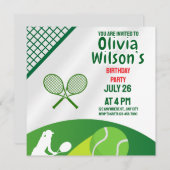 Tennis Birthday Party, Tennis Player Girl Einladun Einladung (Vorne/Hinten)