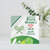 Tennis Birthday Party, Tennis Player Girl Einladun Einladung (Stehend Vorderseite)
