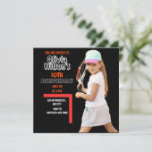 Tennis Birthday Party, Tennis Player Girl Einladung (Stehend Vorderseite)