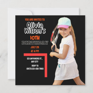 Tennis Birthday Party, Tennis Player Girl Einladung