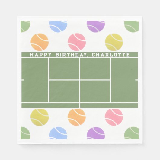 Tennis Birthday Personalisiert Serviette (Vorderseite)