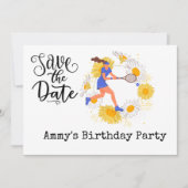 Tennis Birthday Save the Date Einladung (Vorderseite)