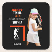 Tennis Birthday, Tennis Girl Player Backdrops Rechteckiger Pappuntersetzer (Vorderseite)