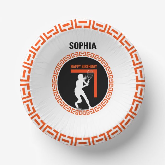 Tennis Birthday, Tennis Girl Player  Pappteller (Vorderseite)