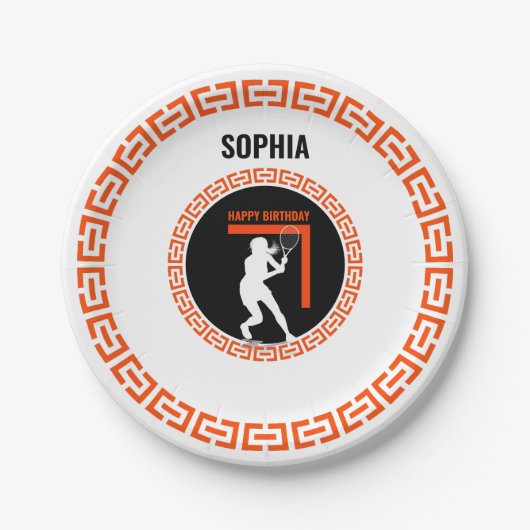 Tennis Birthday, Tennis Girl Player Pappteller (Vorderseite)