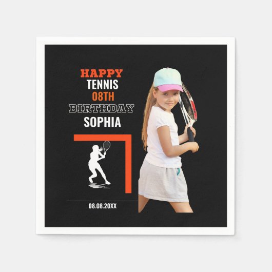 Tennis Birthday, Tennis Girl Player Serviette (Vorderseite)