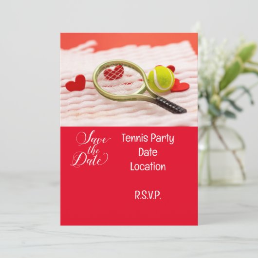 Tennis Birthday Tennis Liebe Save the Date Einladung (Stehend Vorderseite)