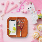 Tennis Birthday Tennisspieler mit Raketenrot Pappteller (Party)