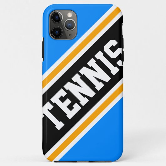TENNIS Bold Blue Yellow Schwarz-weiß Racing Stripe Case-Mate iPhone Hülle (Rückseite)