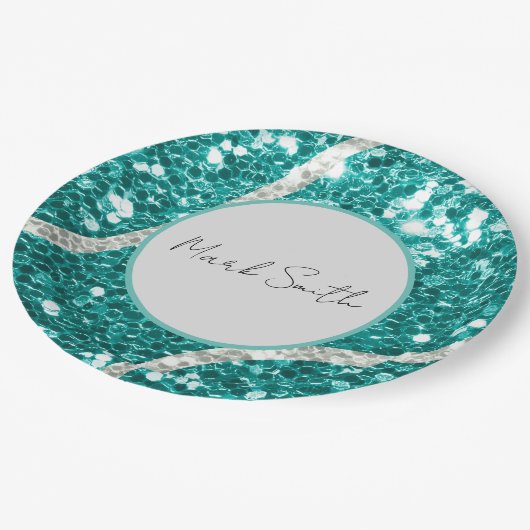 Tennis Boy Baby Shower Sequel Tennis Ball Pappteller (Schrägansicht)