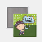 Tennis Boy spielt Tennis Magnet (Vorderseite/Rückseite)