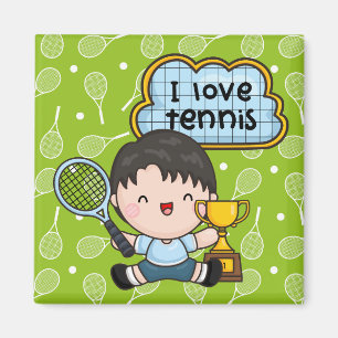 Tennis Boy spielt Tennis Magnet