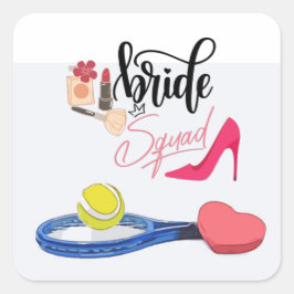 Tennis Bride Squad Party Bachelorette Quadratischer Aufkleber