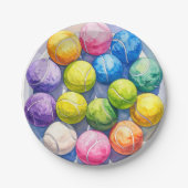 Tennis Bunte Bälle Pappteller (Vorderseite)