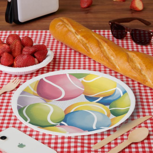 Tennis Bunte Bälle Pappteller (Picknick)
