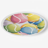 Tennis Bunte Bälle Pappteller (Schrägansicht)
