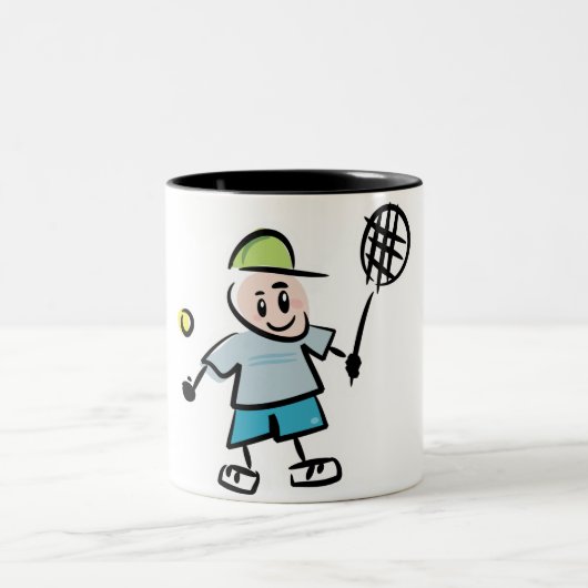 Tennis Cartoon Zweifarbige Tasse (Mittel)